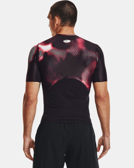 Men's UA Iso-Chill Compression Printed Short Sleeve in Black image number 1